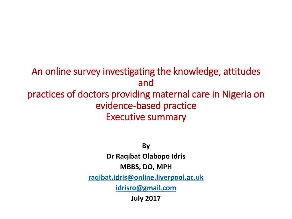 an online survey investigating the knowledge n.w