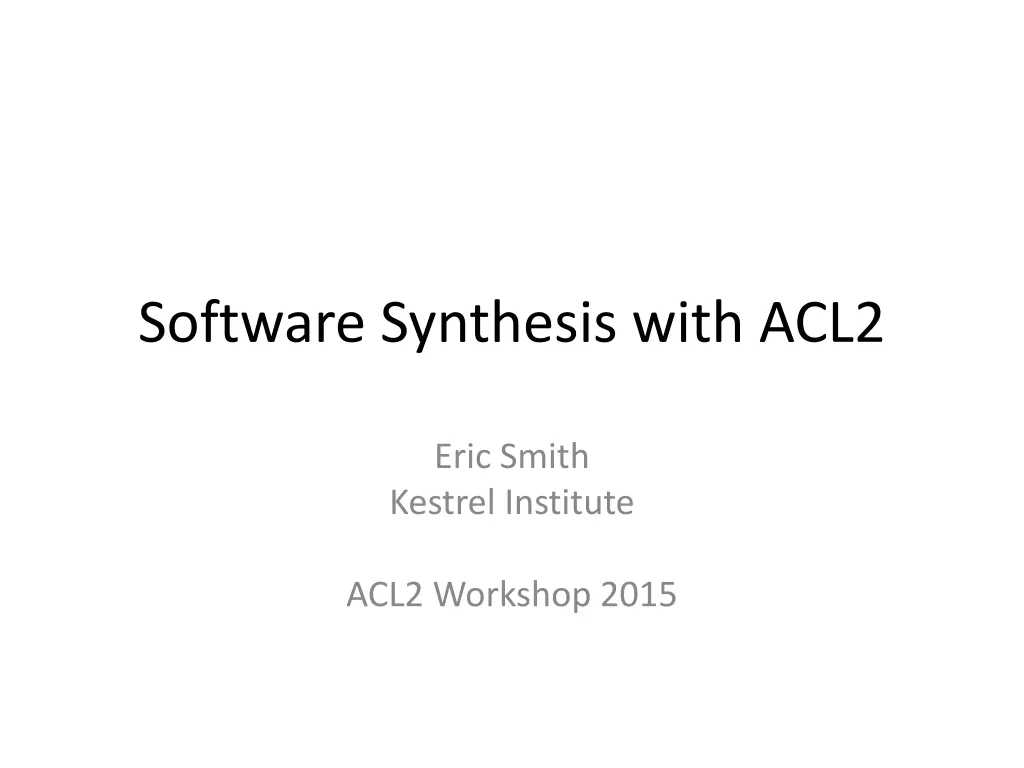 software synthesis with acl2 n.w
