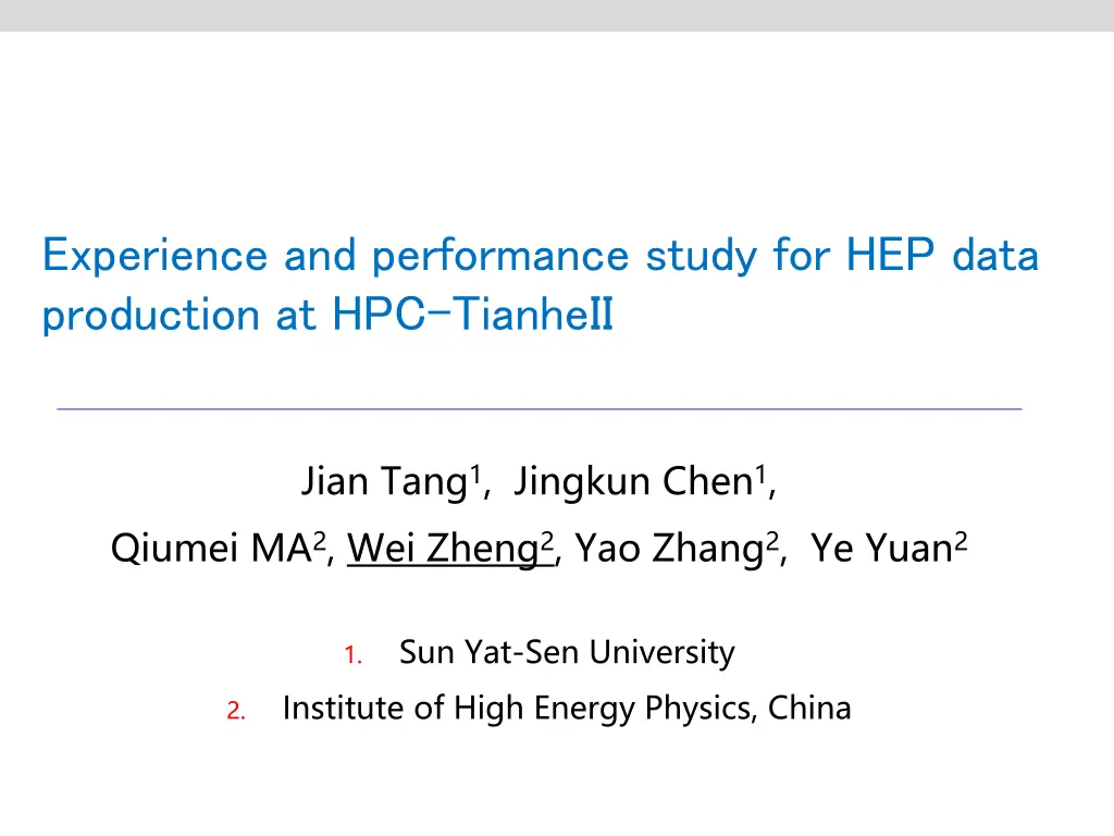 experience and performance study for hep data n.w