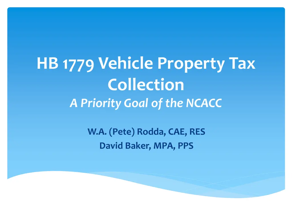 hb 1779 vehicle property tax collection n.w