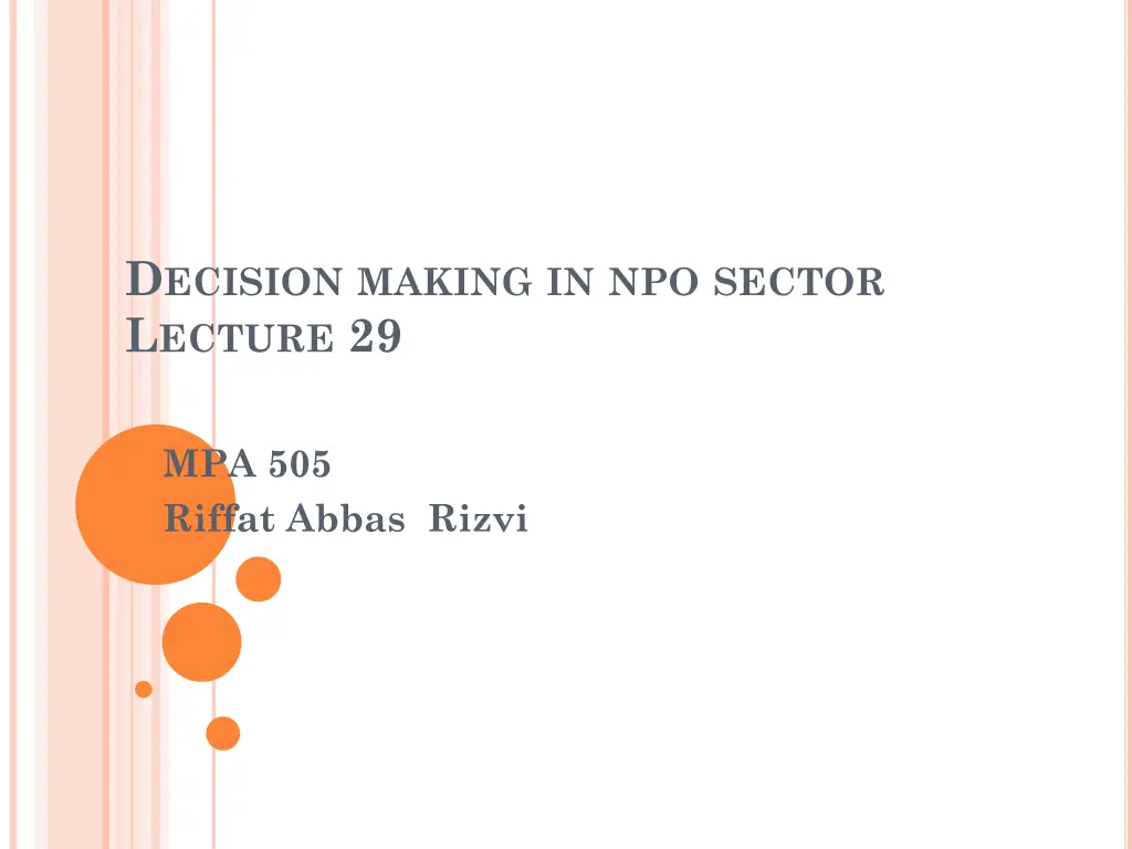 d ecision making in npo sector l ecture 29 n.w