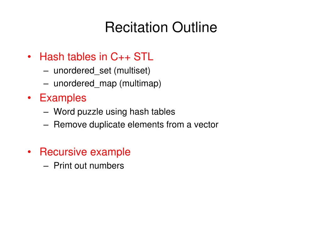 recitation outline n.w