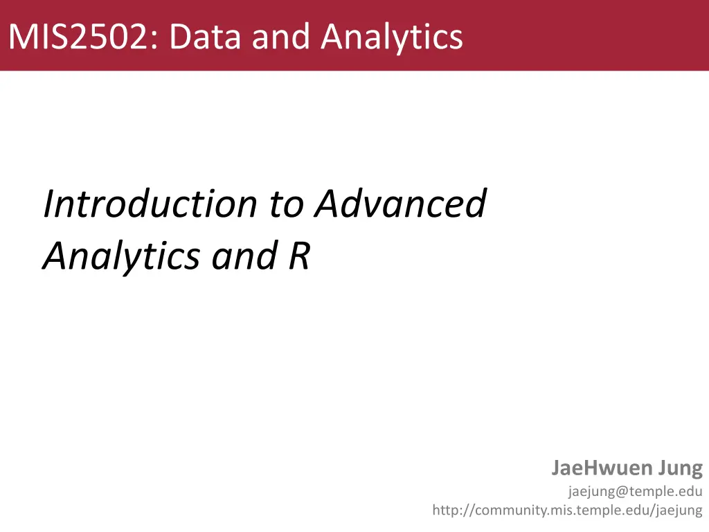 mis2502 data and analytics n.w