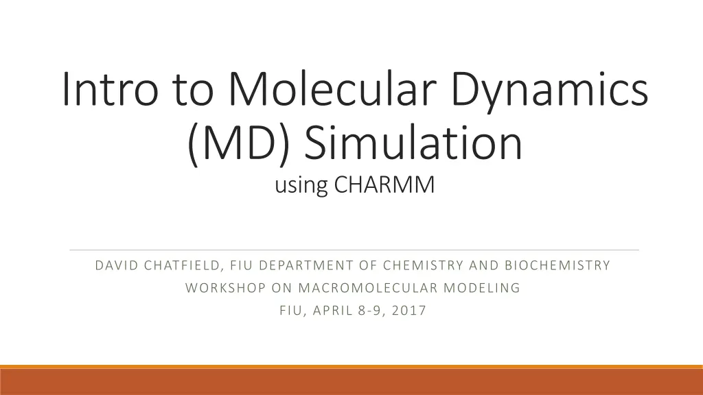 intro to molecular dynamics md simulation using n.w