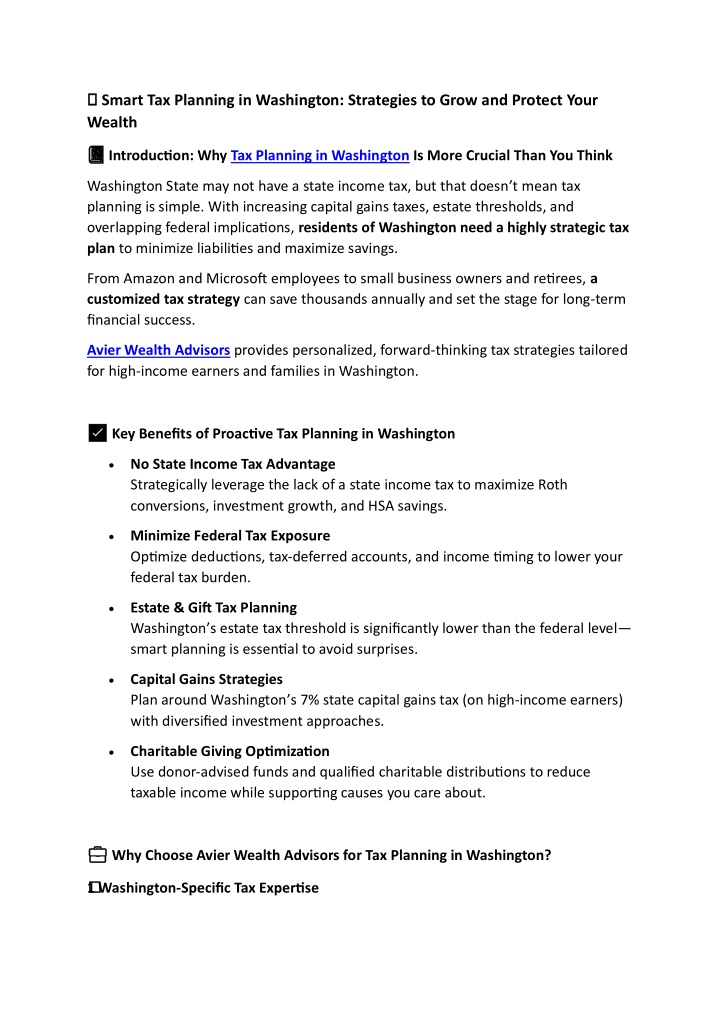 smart tax planning in washington strategies n.w
