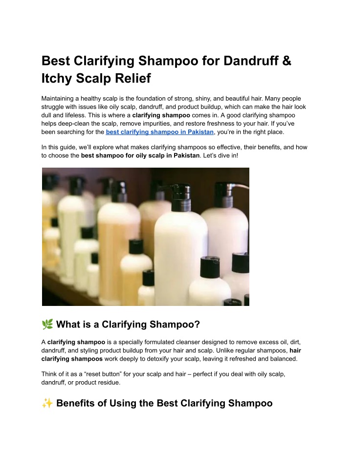 best clarifying shampoo for dandruff itchy scalp n.w