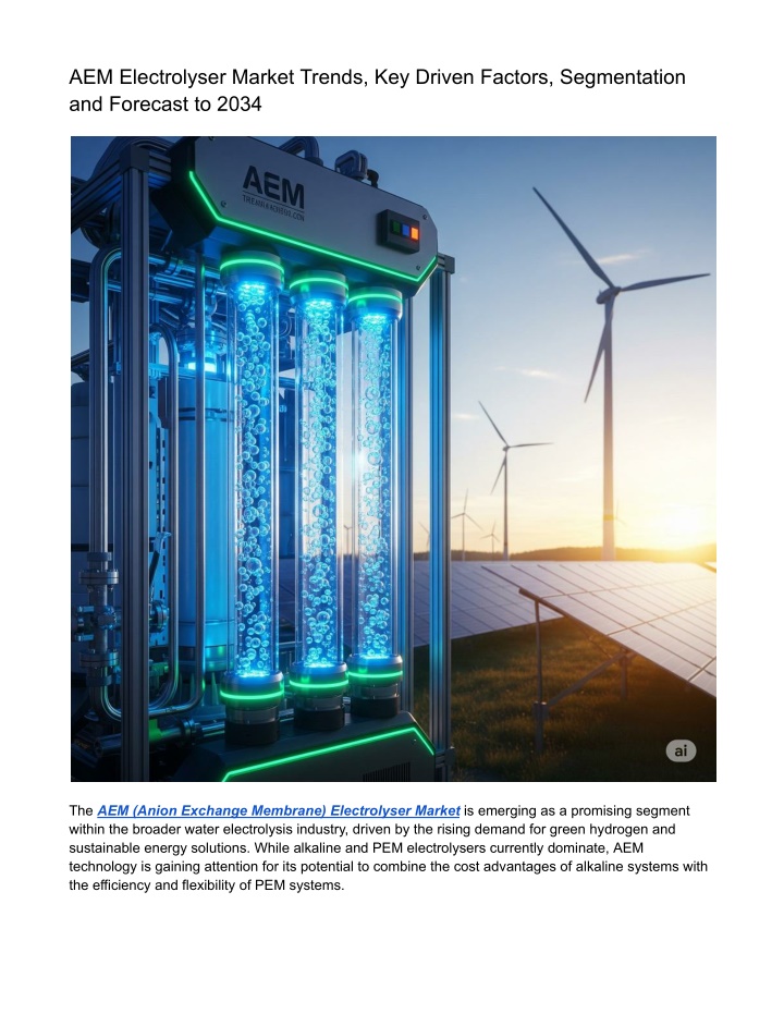 aem electrolyser market trends key driven factors n.w