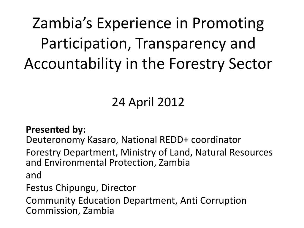 zambia s experience in promoting participation n.w