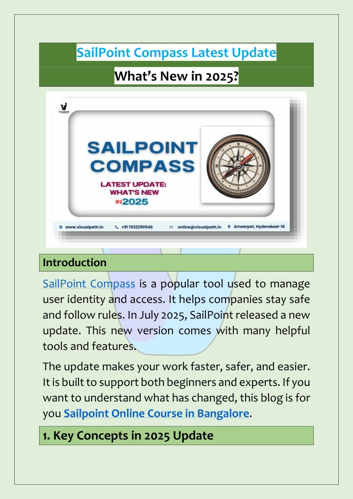 sailpoint compass latest update n.w