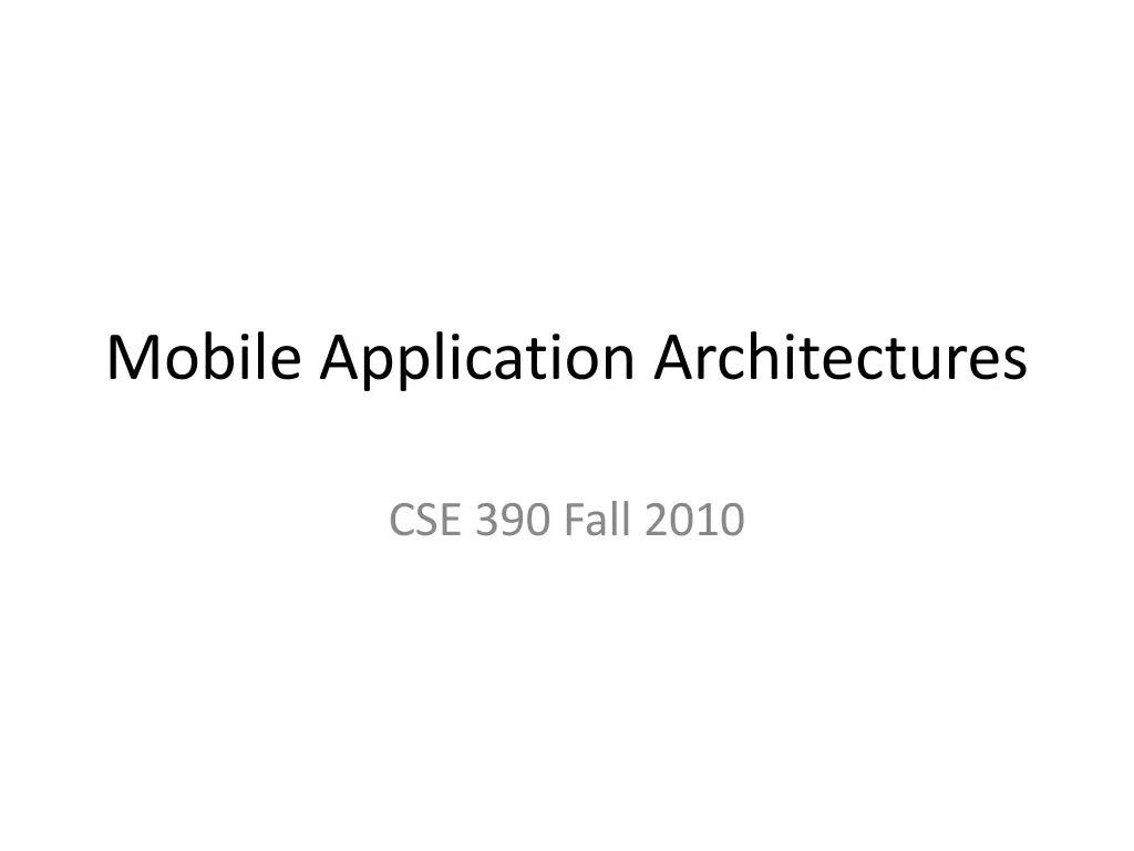 mobile application architectures n.w