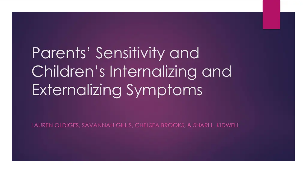 parents sensitivity and children s internalizing n.w