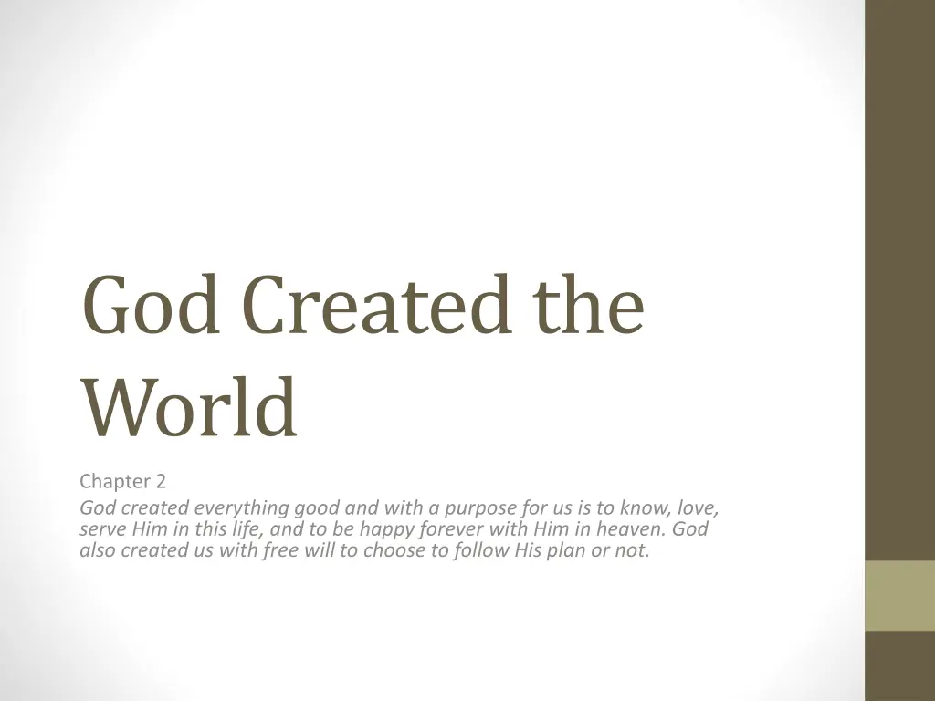 god created the world n.w