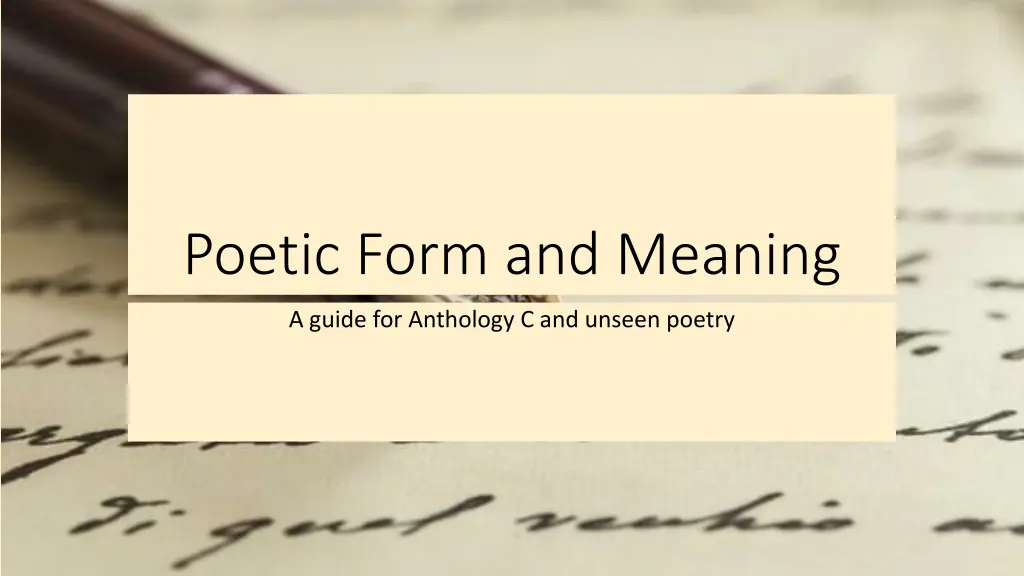 poetic form and meaning n.w
