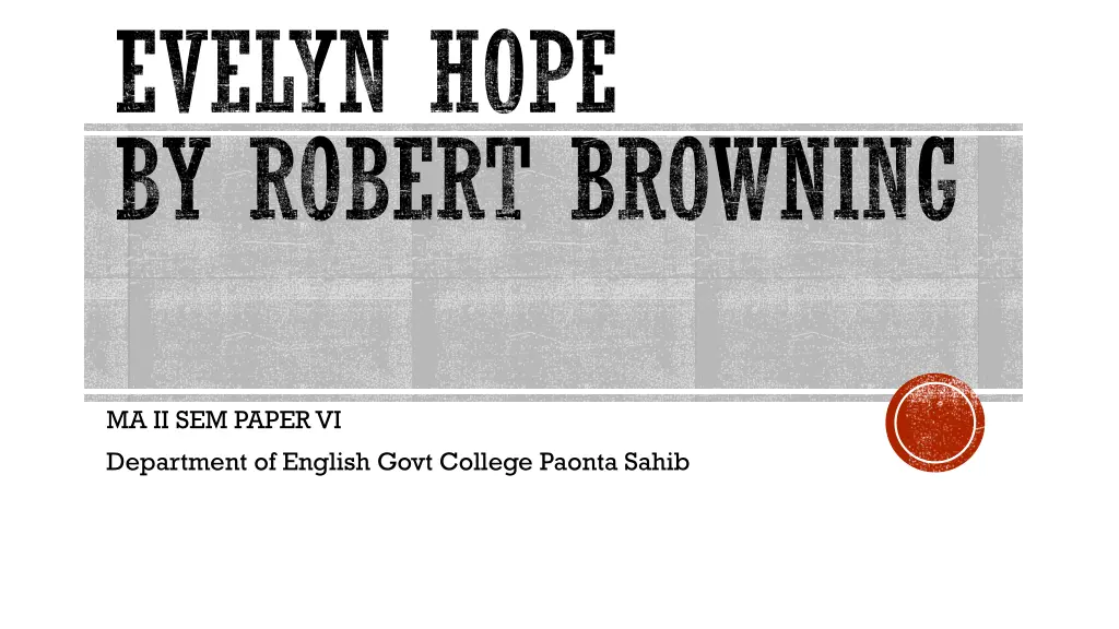evelyn hope by robert browning n.w