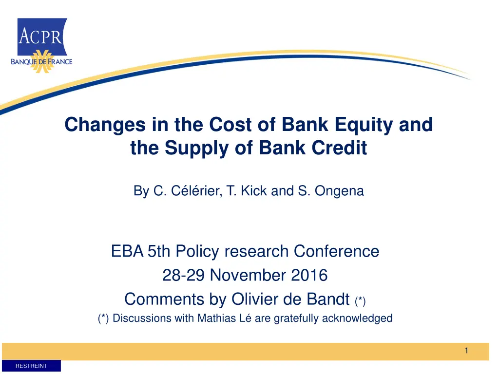changes in the cost of bank equity and the supply n.w