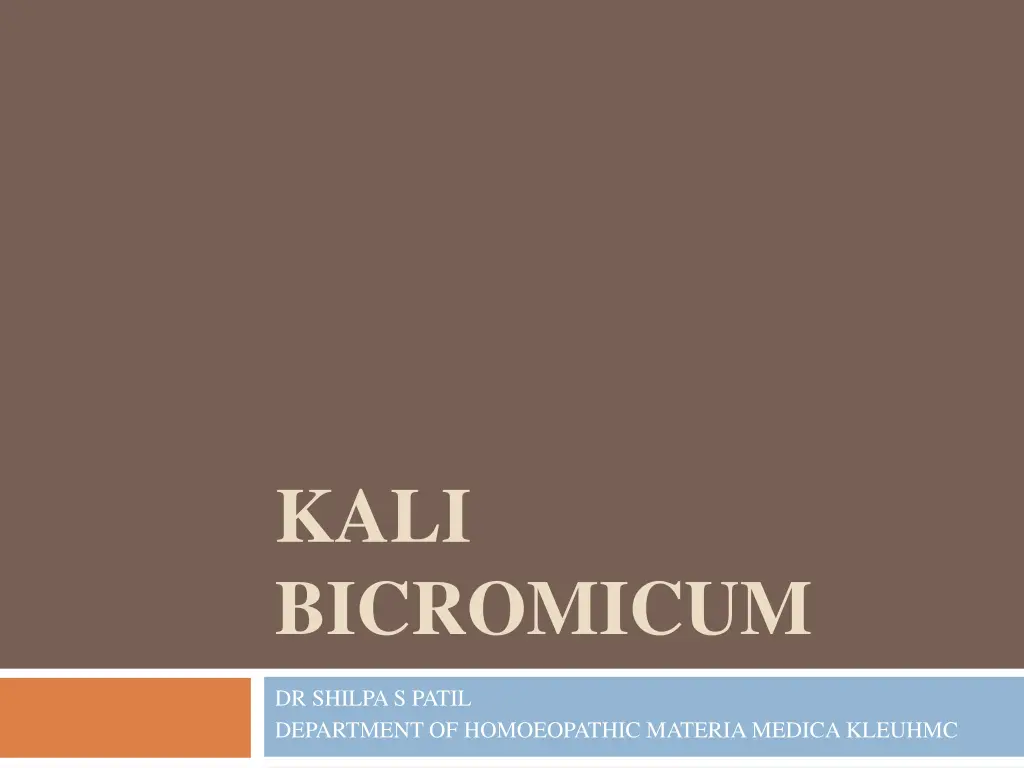 kali bicromicum n.w