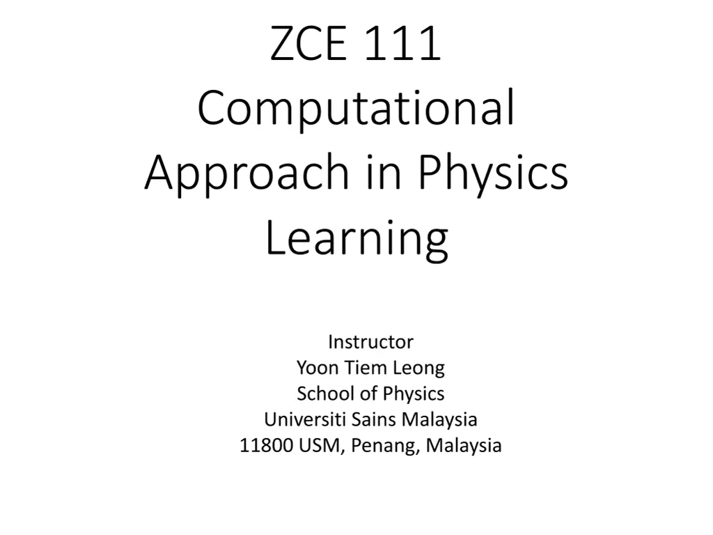 zce 111 computational approach in physics learning n.w