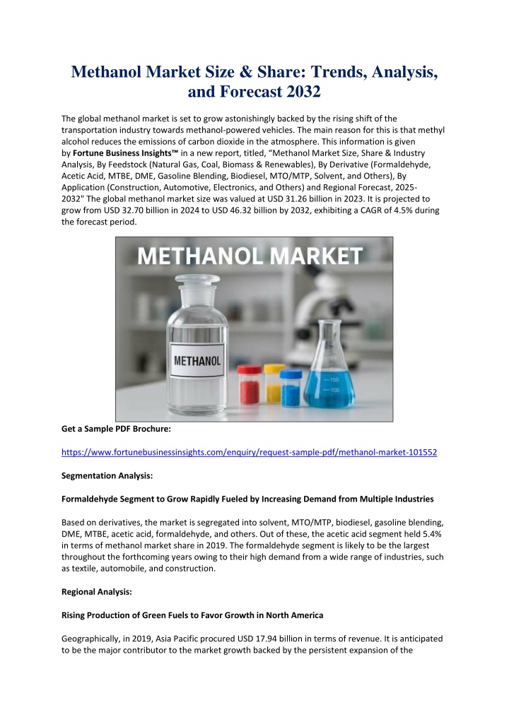 methanol market size share trends analysis n.w