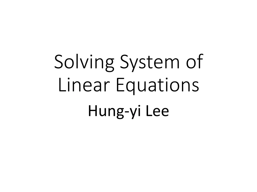 solving system of linear equations hung yi lee n.w