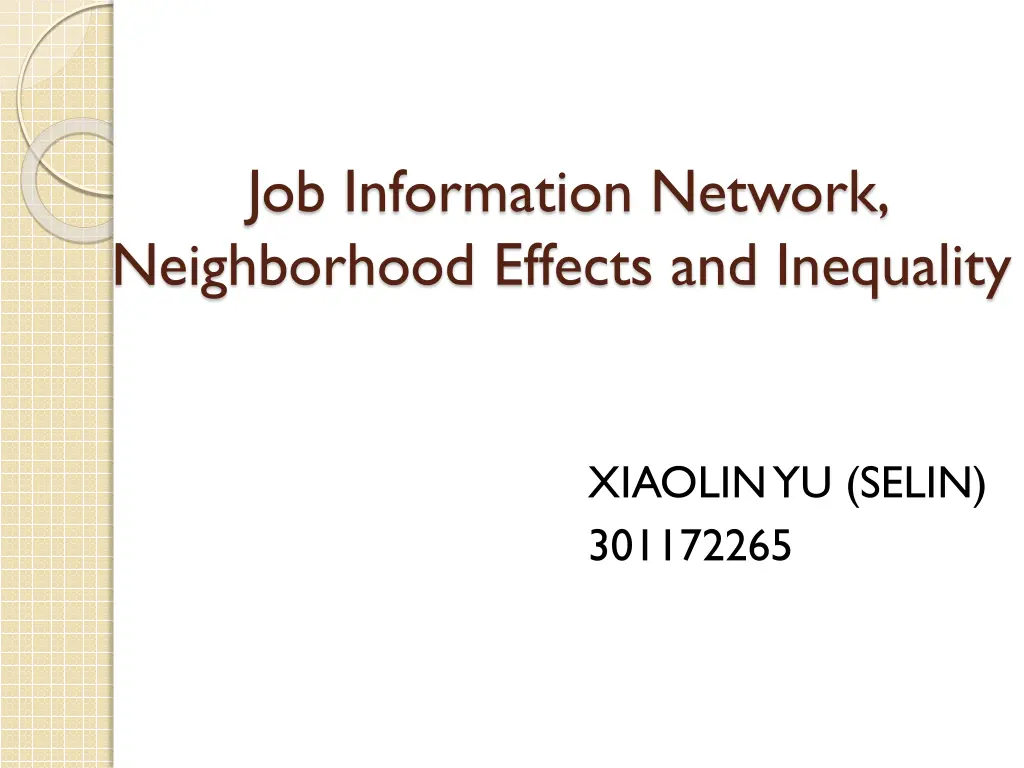 job information network neighborhood effects n.w