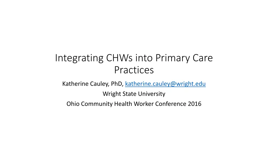 integrating chws into primary care practices n.w