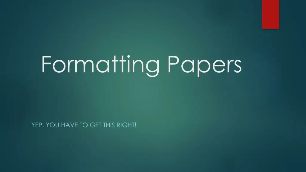 formatting papers n.w