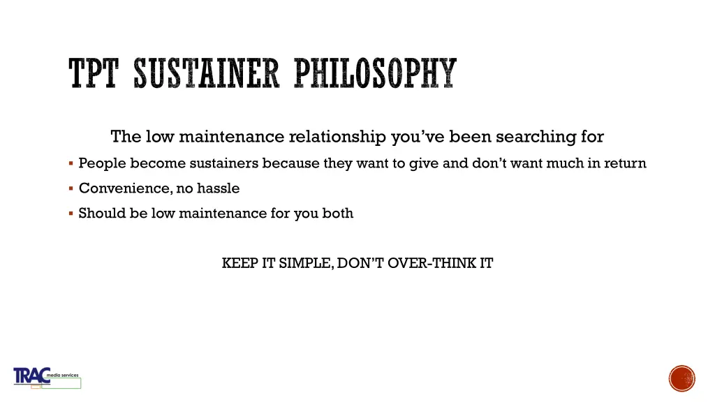 tpt sustainer philosophy n.w