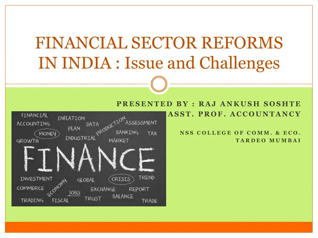 financial sector reforms in india issue n.w