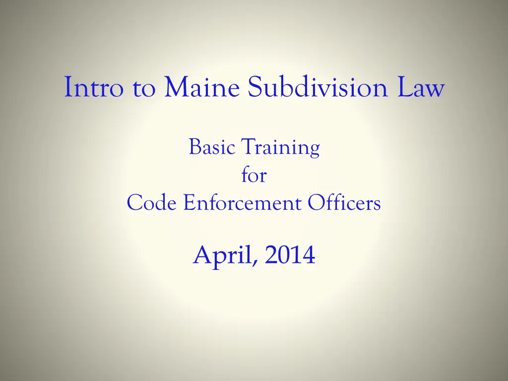 intro to maine subdivision law n.w
