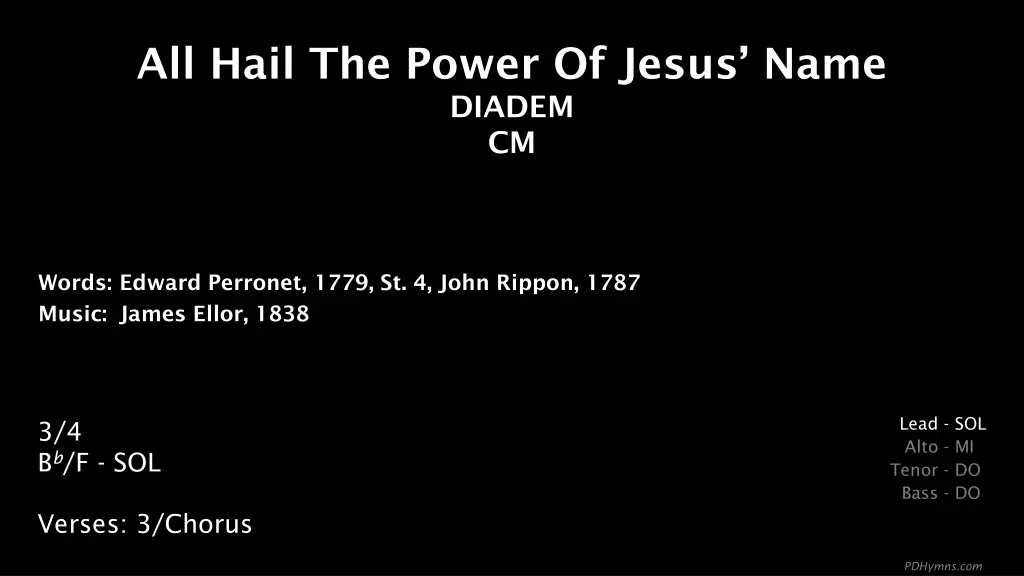 all hail the power of jesus name diadem cm n.w