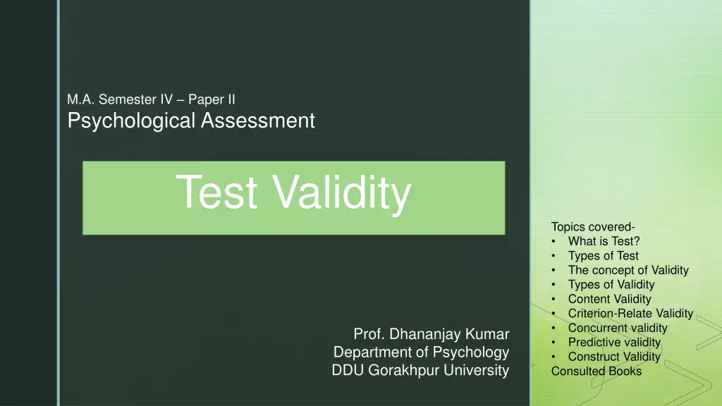 m a semester iv paper ii psychological assessment n.w