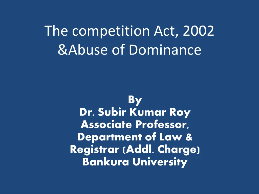 the competition act 2002 abuse of dominance n.w