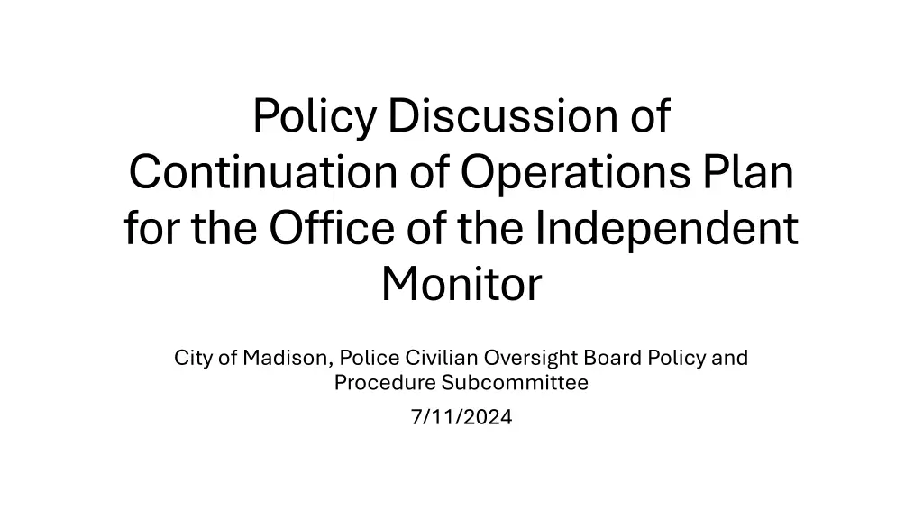 policy discussion of continuation of operations n.w