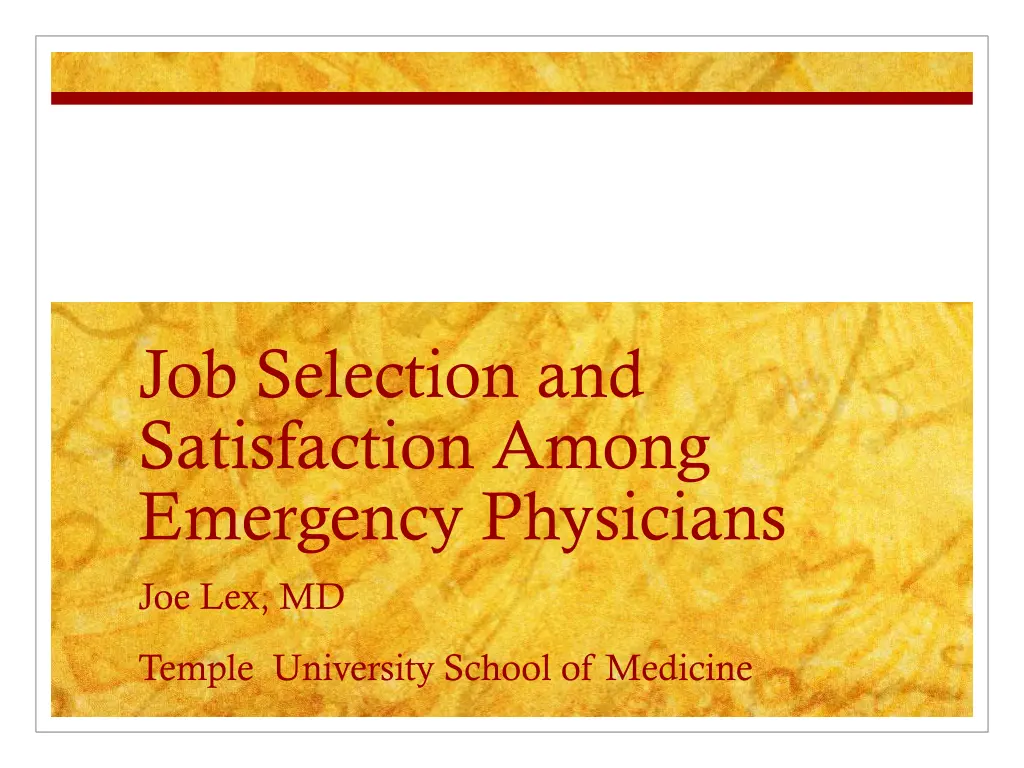 job selection and satisfaction among emergency n.w