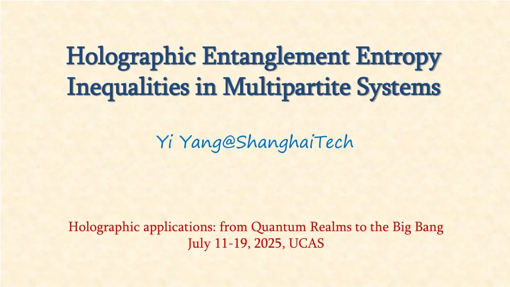 holographic entanglement entropy holographic n.w