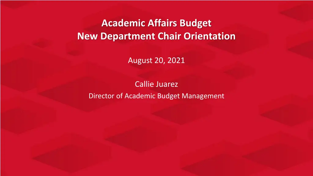 academic affairs budget new department chair n.w