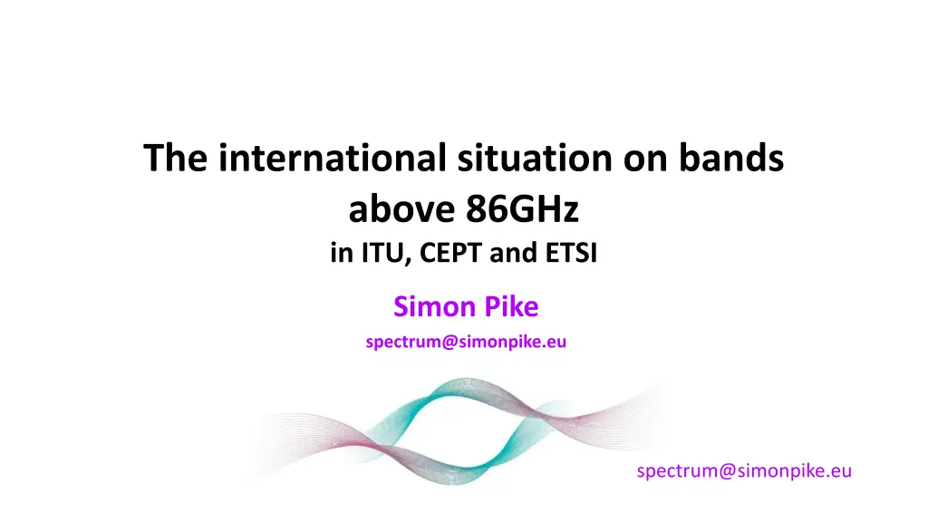 the international situation on bands above 86ghz n.w