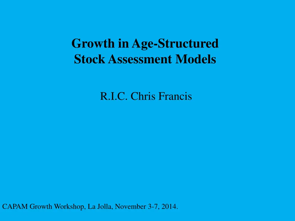 growth in age structured stock assessment models n.w
