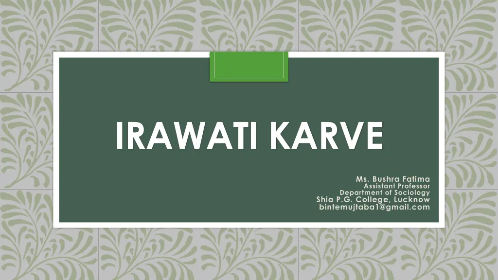 irawati karve n.w