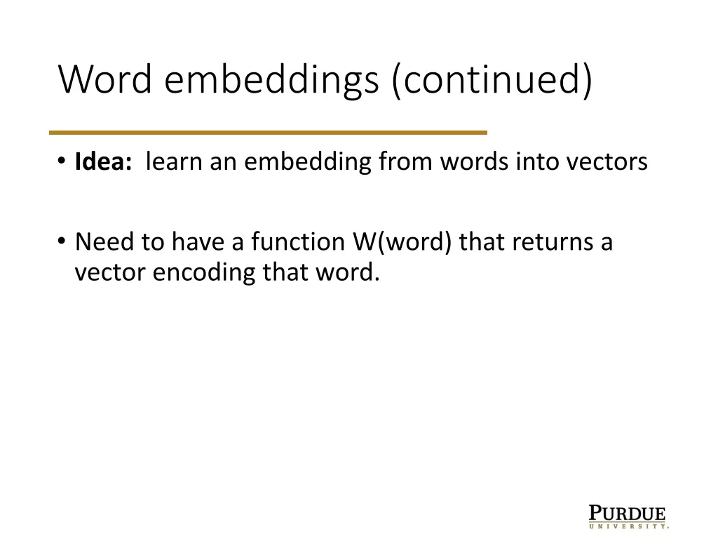 word embeddings continued n.w