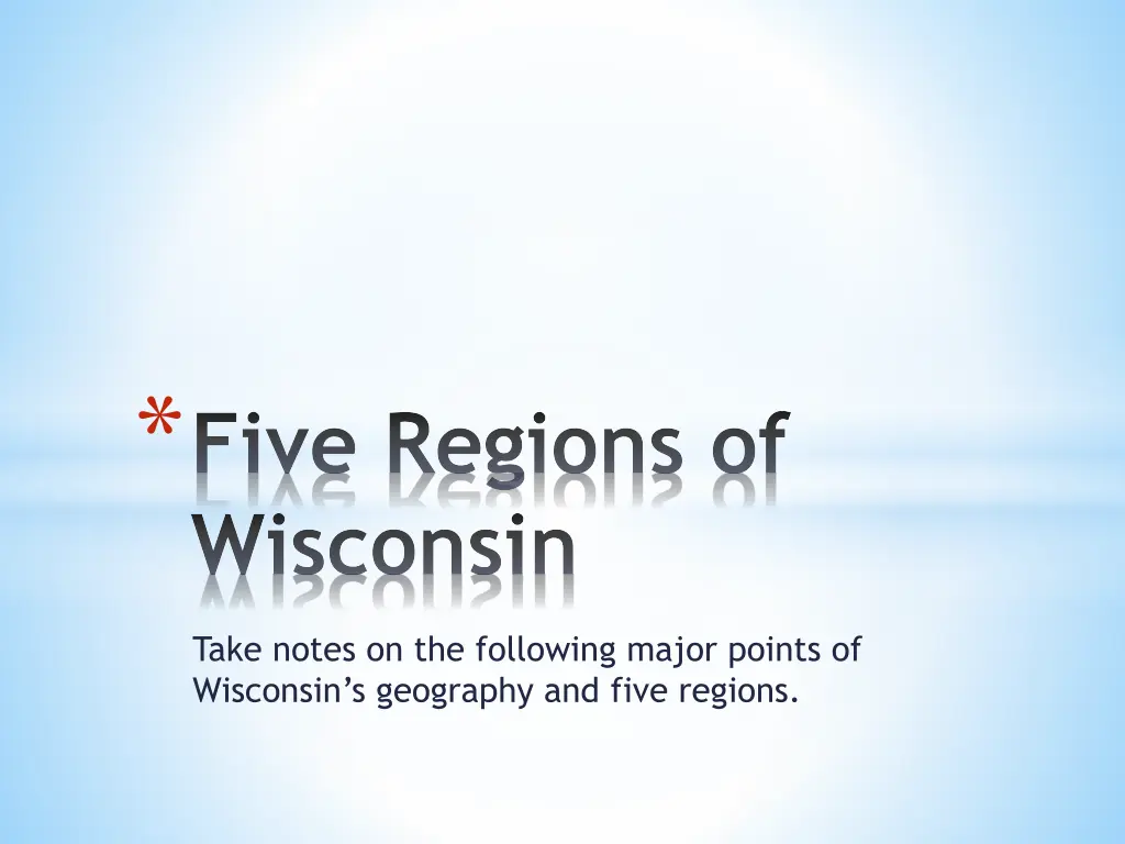 five regions of wisconsin n.w