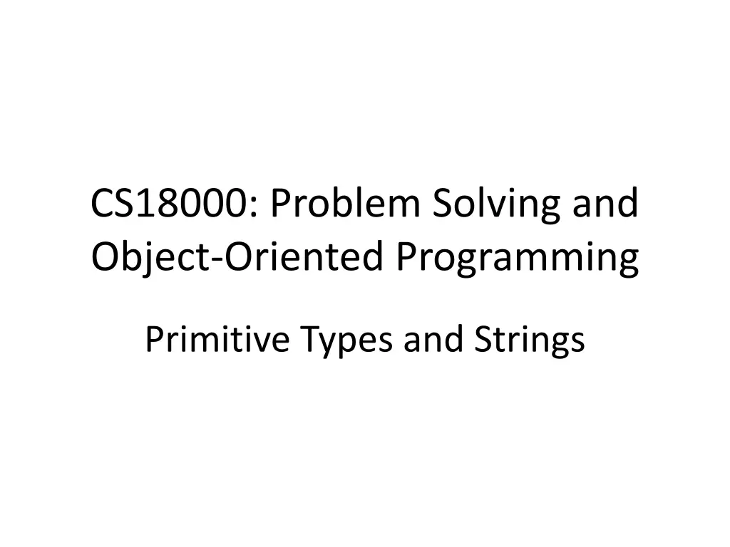 cs18000 problem solving and object oriented n.w