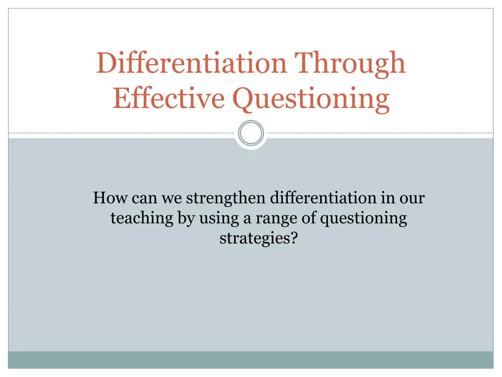 differentiation through effective questioning n.w