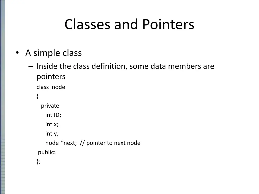 classes and pointers n.w