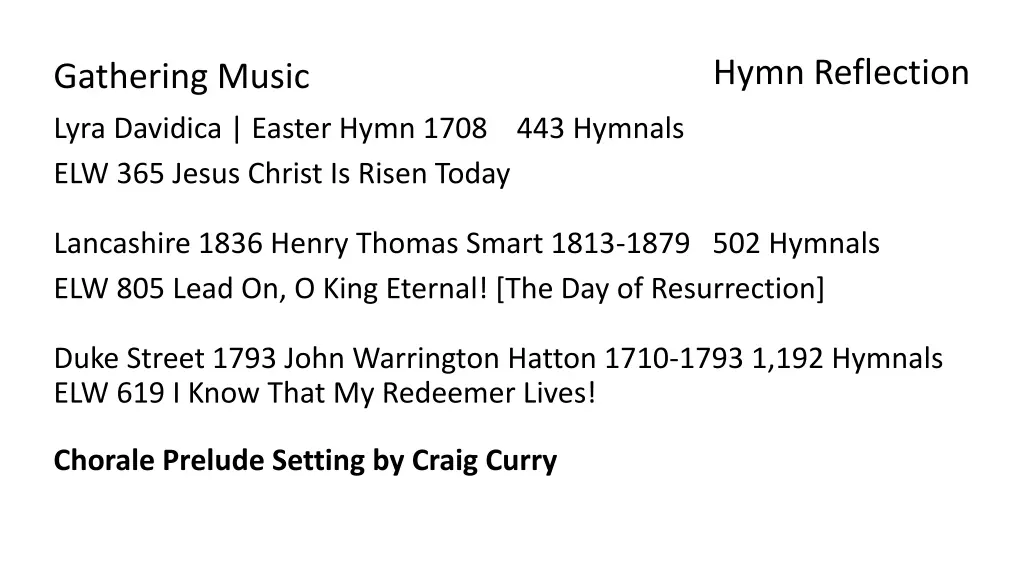 hymn reflection n.w