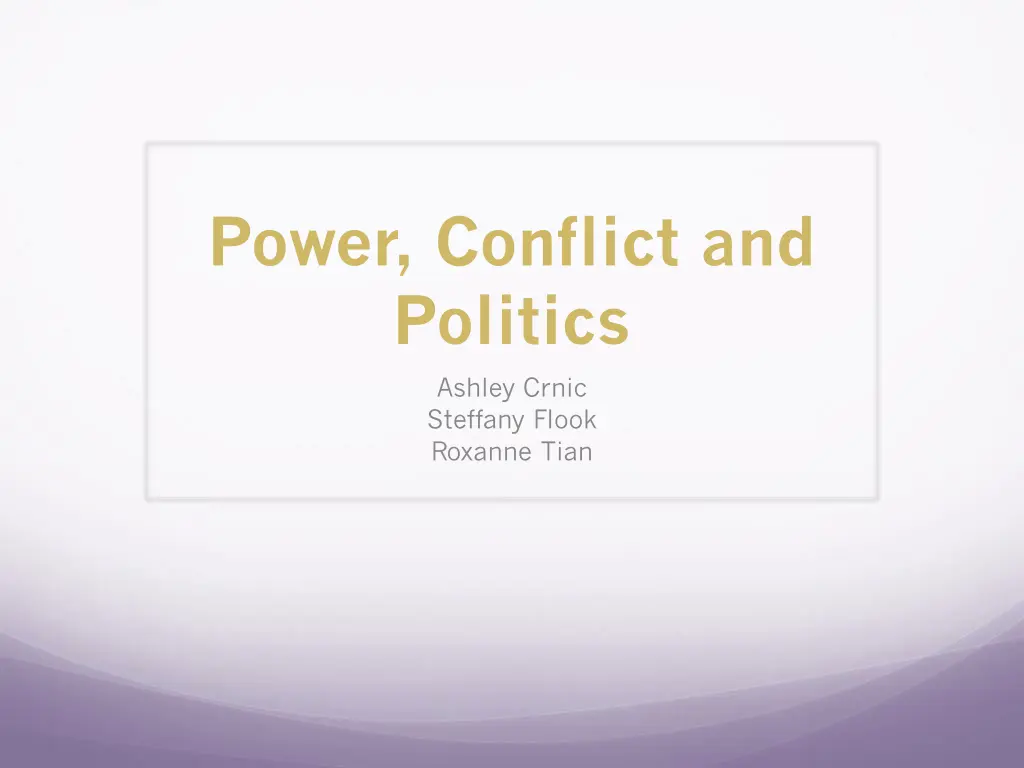 power conflict and politics n.w