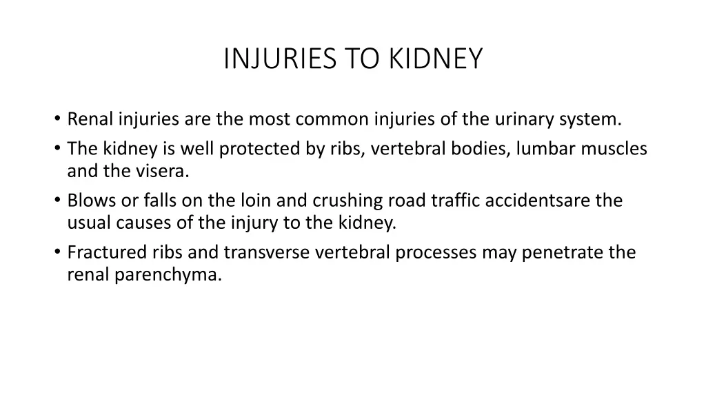 injuries to kidney n.w