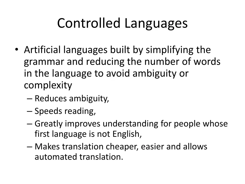 controlled languages n.w