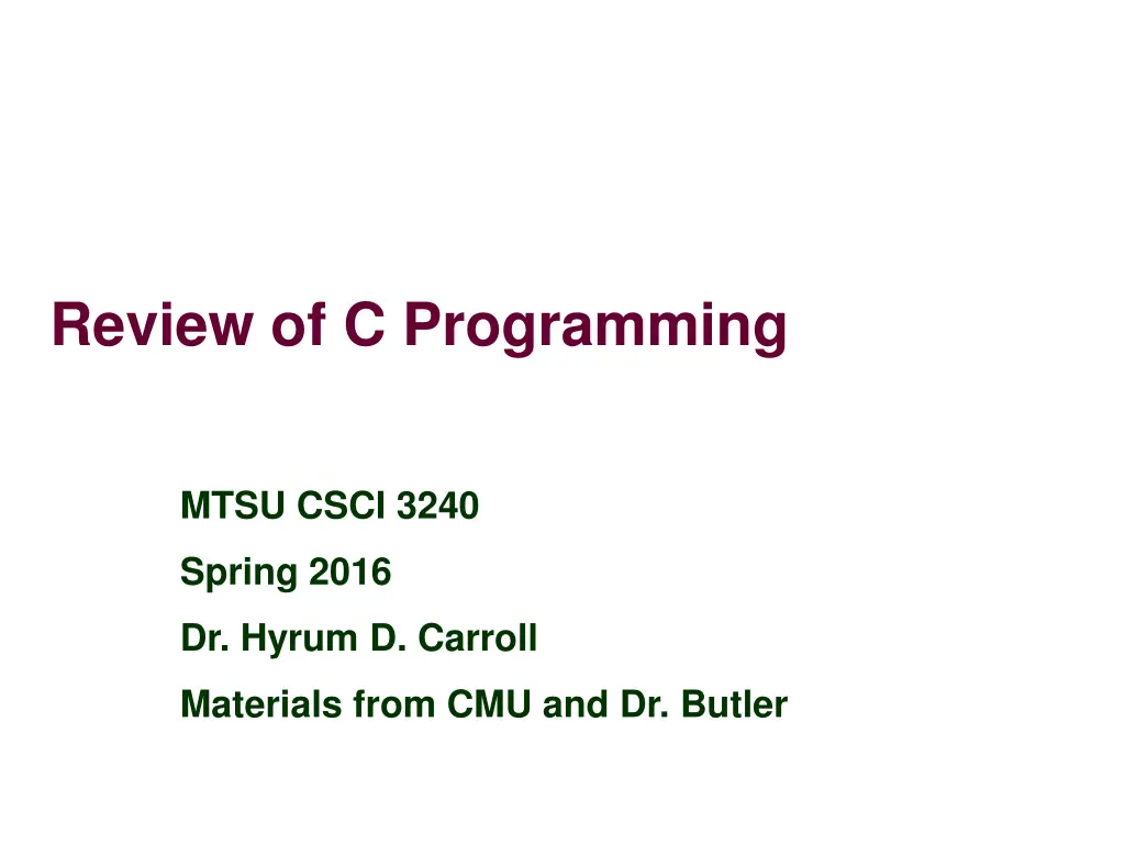 review of c programming n.w