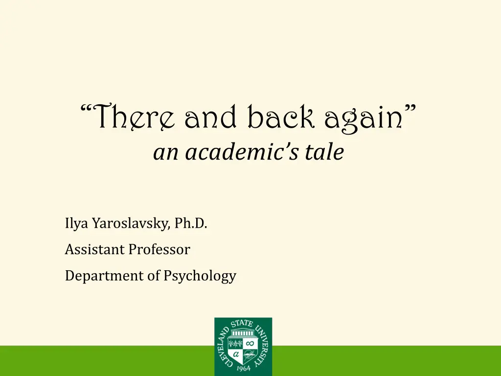 there and back again an academic s tale n.w